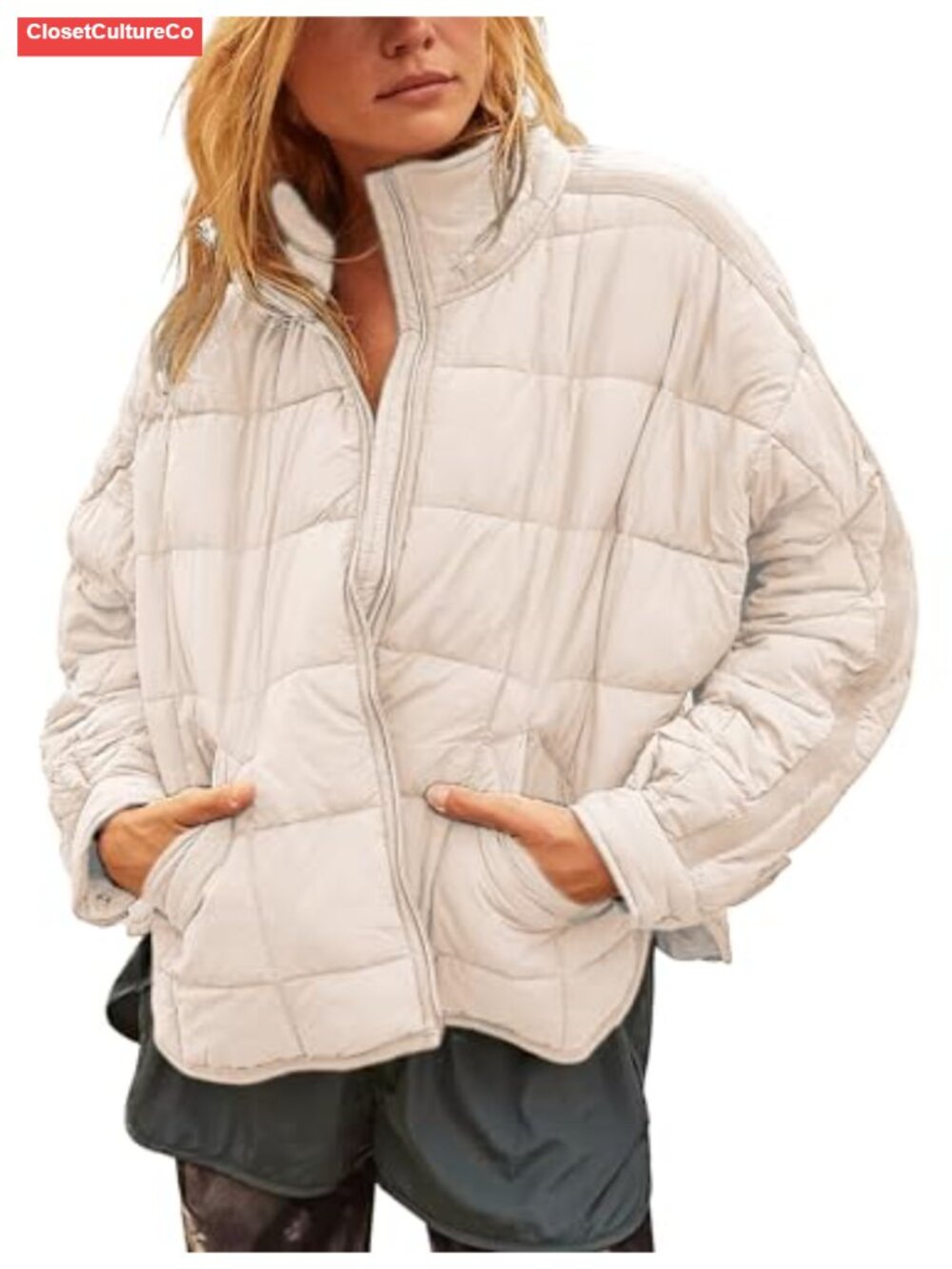 Women's Quilted Lightweight Puffer Jacket Zip Up Padded Coat